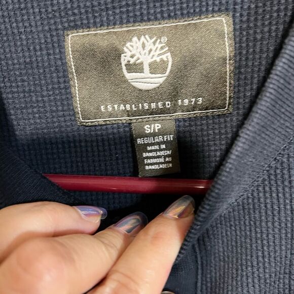 Timberland Men’s Waffle Knit Long Sleeve Black Top Size S - Picture 4 of 7